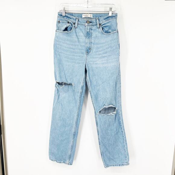 Abercrombie & Fitch The ‘90s Straight Jeans Ultra High Rise SHORT - Picture 1 of 7